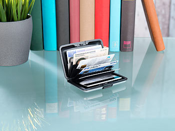 Xcase Edles RFID-Kartenetui aus Aluminium, Schutz für bis zu 6 Chip-Karten
