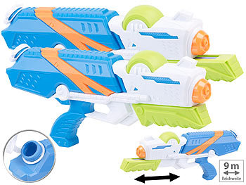 Spritzpistole: Speeron 2er-Set XL-Kinder-Wasserpistolen mit extra-großem Wassertank, 850 ml