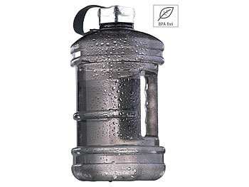 Trinkflasche mit Griff: Speeron Auslaufsichere Trinkflasche mit Tragegriff, 2,3 l, BPA-frei, schwarz
