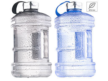 Wasserflasche: Speeron Auslaufsichere Trinkflasche mit Tragegriff, 2,3 l, BPA-frei, 2er-Set