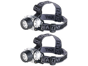 Helmlampe: Lunartec LED-Stirnlampe mit 7 LEDs und 3 Helligkeitsstufen, 30 Lumen, 2er-Set