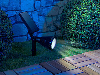 Luminea 2er-Set Solar-LED-Garten-Spots mit Erdspieß, 200 Lumen, 1,5 Watt, IP44