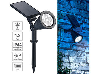 LED Gartenstrahler Solar: Luminea Solar-LED-Spot mit Erdspieß für Garten & Co, 200 Lumen, 1,5 Watt, IP44