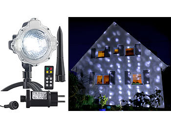 Schneeprojektor: Lunartec LED-Kugellampe mit Schneefall-Effekt und Ausschalt-Timer, weiß, IP44