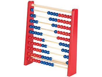 Rechenschieber Kinder: Playtastic Holz-Rechenschieber mit 100 Holzperlen, 2 Farben (blau & rot)