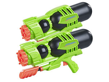 Spielzeug Pistolen: Speeron 2er-Set Kinder-XL-Wasserpistolen, 1.600-ml-Wassertank, 3 Strahlarten