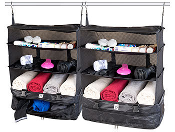 Koffer mit Regalsystem: Xcase 2er-Set XXL-Koffer-Organizer, Packwürfel zum Aufhängen, 45 x 64 x 30cm