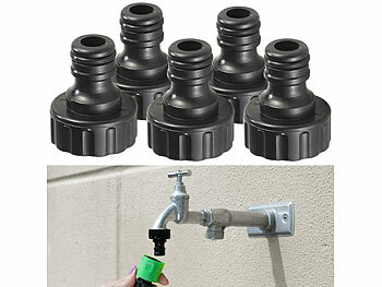 Wasserhahnadapter: Royal Gardineer 5er-Set 3/4"-Wasserhahn-Adapter für Gartenschläuche mit Klickanschluss
