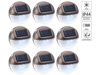 Zaunbeleuchtung: Lunartec 9er-Set Solar-LED-Zaunleuchte für Hauswand & Treppe, Lichtsensor, IP44