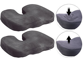 Sitzkissen Ischias: Lescars 2er-Set Memory-Foam-Sitzkissen für bequemes Sitzen im Auto, Büro & Co.