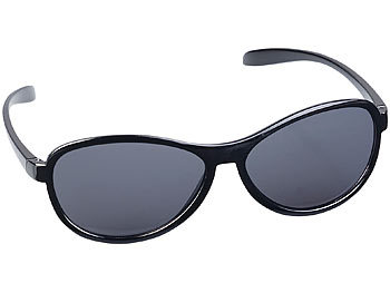 Sport-Sonnenbrille: PEARL Kontrast-verstärkende Sonnenbrille, dunkle Gläser, polarisiert, UV 380