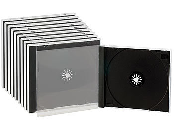 Doppel CD Hüllen: PEARL Doppel-CD-Jewel-Boxen im 10er-Set, schwarzes Tray