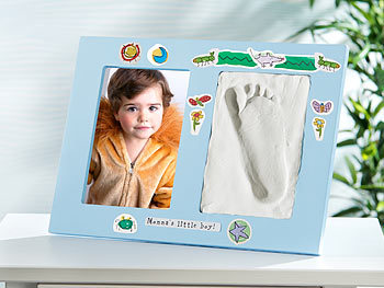 Your Design Großer Baby-Hand- und Fußabdruck-Bilderrahmen "Handprint", hellblau
