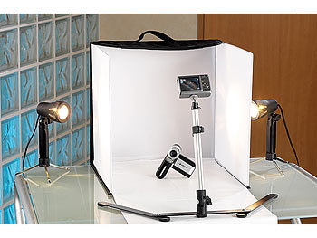 Somikon Foto Studio Box inkl. 2 Fotolampen und Stativ