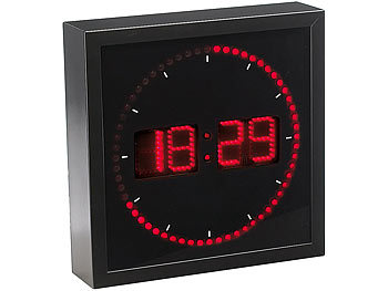 Uhr LED: Lunartec LED-Wanduhr mit Sekunden-Lauflicht durch rote LEDs