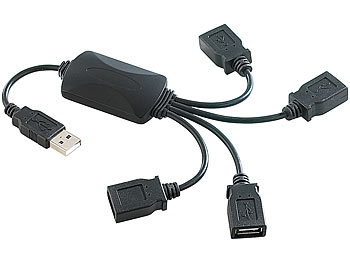 c-enter 4-Port-Hub mit Kabelzugaben, USB1.1, "Cable Hub"