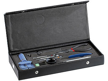 AGT Uhrmacherwerkzeug-Set, 9-teilig, Profi-Qualität, Aufbewahrungsbox