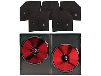 CD- / DVD-Leerhüllen: PEARL Doppel-CD-/DVD-Hüllen schwarz 50er-Pack