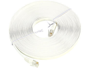LAN Kabel: Fibrionic Netzwerk-Kabel Cat5e flach, weiß, 10m