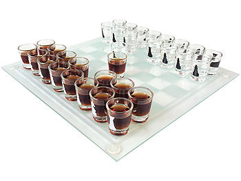 PEARL Edles Echtglas-Trinkspiel "Schach"