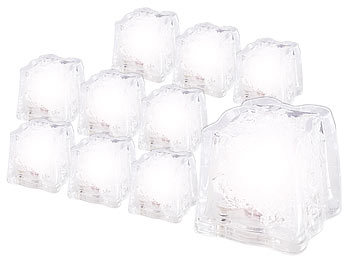 Lunartec LED-Leucht-Eiswürfel, weiß, 10er-Pack