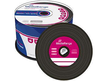 CD Rohling: MediaRange Vinyl-Look CD-R 700MB/80Min, 52x, 50er-Spindel