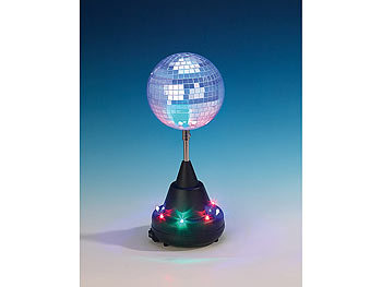 Lunartec Farbwechsel-LED-Discokugel mit Motor und Ständer