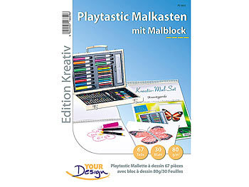 Playtastic Malkasten 67-teilig mit Malblock 80g/m² 30Blatt