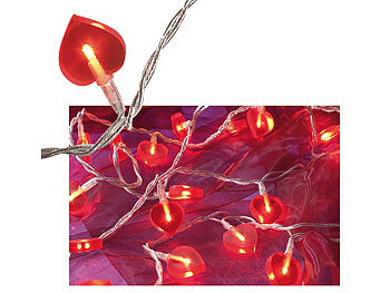 Lichterkette Herzform: Lunartec LED-Motiv-Lichterkette "Love", 20 rote Herzen, 340 cm