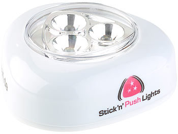 Lunartec Stick-&-Push-Light mit 3 weißen LEDs (weiß)