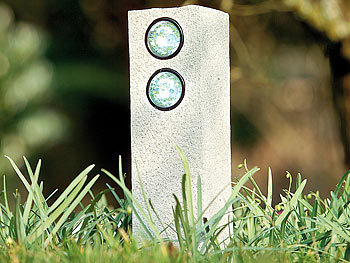Lunartec Solar-Tower Gartenlicht "DUO" mit 2 LED-Spots, 4er-Pack