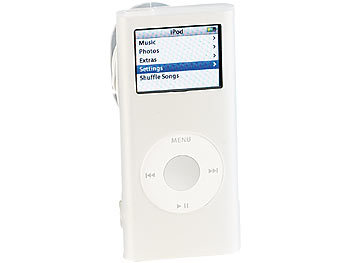 Xcase Silikon-Hülle für iPod nano 1 + 2 mit Kabel-Manager, weiß