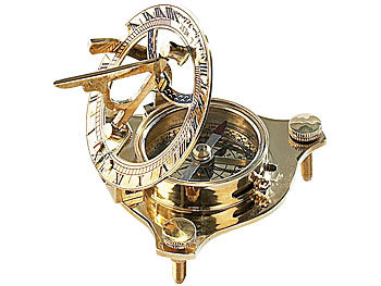 Sonnenuhr Armbanduhr: St. Leonhard Messing-Sonnenuhr "Traveller" mit Kompass
