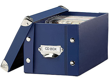 PEARL 2er-Set CD-Archiv-Box für je 24 Standard- oder 48 Slim-CD-Hüllen, blau