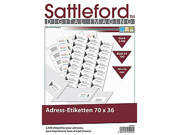 Adressetiketten: Sattleford 2400 Adress-Etiketten 70x36 mm Universal für Laser/Inkjet