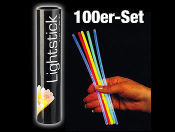 PEARL 100er-Set Lightsticks (Knicklichter) in 5 Farben, jeweils 20 x 0,5 cm