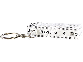 Mini Zollstock: PEARL Zollstock am Schlüsselanhänger, 0,5-Meter-Gliedermaßstab, weiß