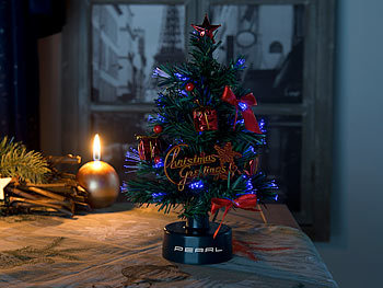 PEARL 2er-Set USB-Weihnachtsbäume mit LED-Farbwechsel-Glasfaserlichtern