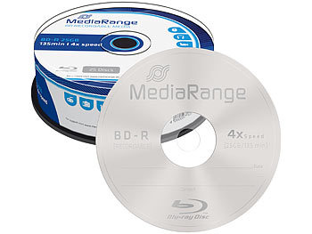 MediaRange Blu-ray-Rohling BD-R 25GB 4x, 25er-Spindel