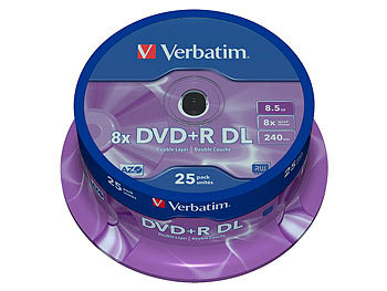 Verbatim DVD+R 8,5GB, 8x Double Layer, 25er-Spindel
