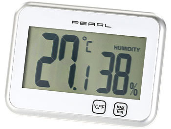 Raumthermometer Digital: PEARL Digitales Thermometer & Hygrometer mit Minimum / Maximum, Touch