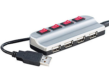Xystec Aktiver USB-2.0-Hub mit 4 Ports, einzeln schaltbar