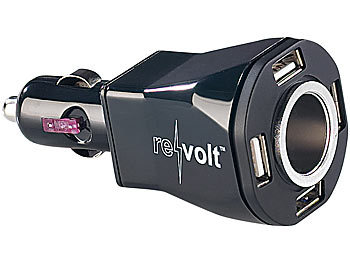 revolt 5-fach Kfz-Verteiler & Ladestation mit 4x USB & 1x 12V