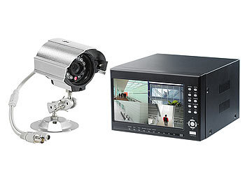 VisorTech VisorTech Profi-Überwachungs-Set: Recorder mit Monitor & 4 CCD-Kameras