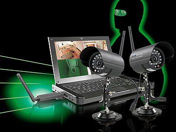 VisorTech Digitales PC-Funk-Überwachungssystem mit 2 Infrarot-Kameras