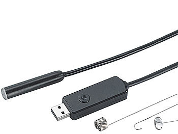 Somikon Wasserfeste USB-Endoskop-Kamera mit verstärktem 7m-Kabel, 4 LEDs