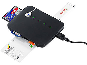 c-enter Multi-Card- SIM-Reader mit Aktiv-USB-Hub, 3 Ports (Versandrückläufer)