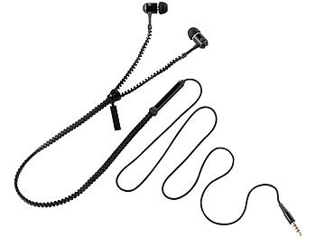 auvisio Zipper-Headset IE-400.zip mit Reißverschluss (schwarz)