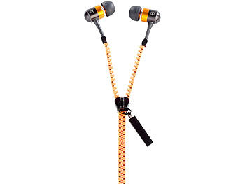 auvisio Zipper-Headset IE-400.zip mit Reißverschluss (orange)