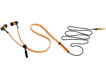 auvisio Zipper-Headset IE-400.zip mit Reißverschluss (orange)